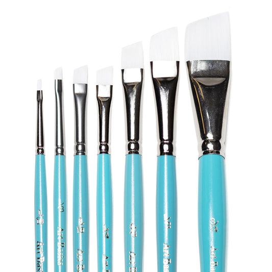 Art Basics Taklon angle shader brushes in a range of sizes.