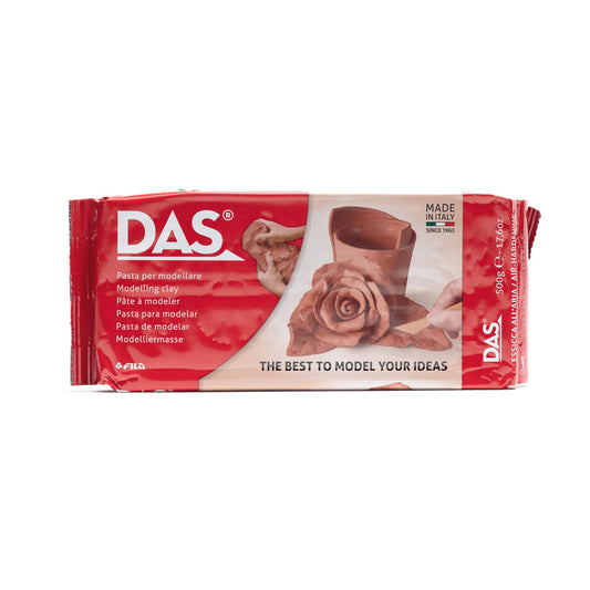 A 500 gram packet of DAS terracotta modelling clay. Made in Italy.