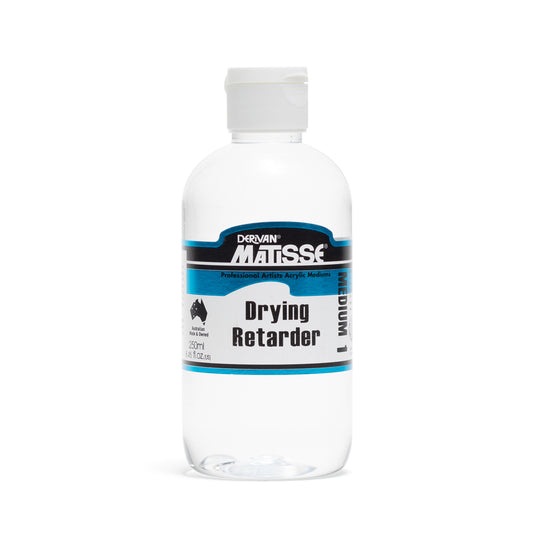 A 250 millilitre bottle of Derivan Matisse Drying Retarder - Medium 1. Australian made and owned professional artist acrylic mediums.