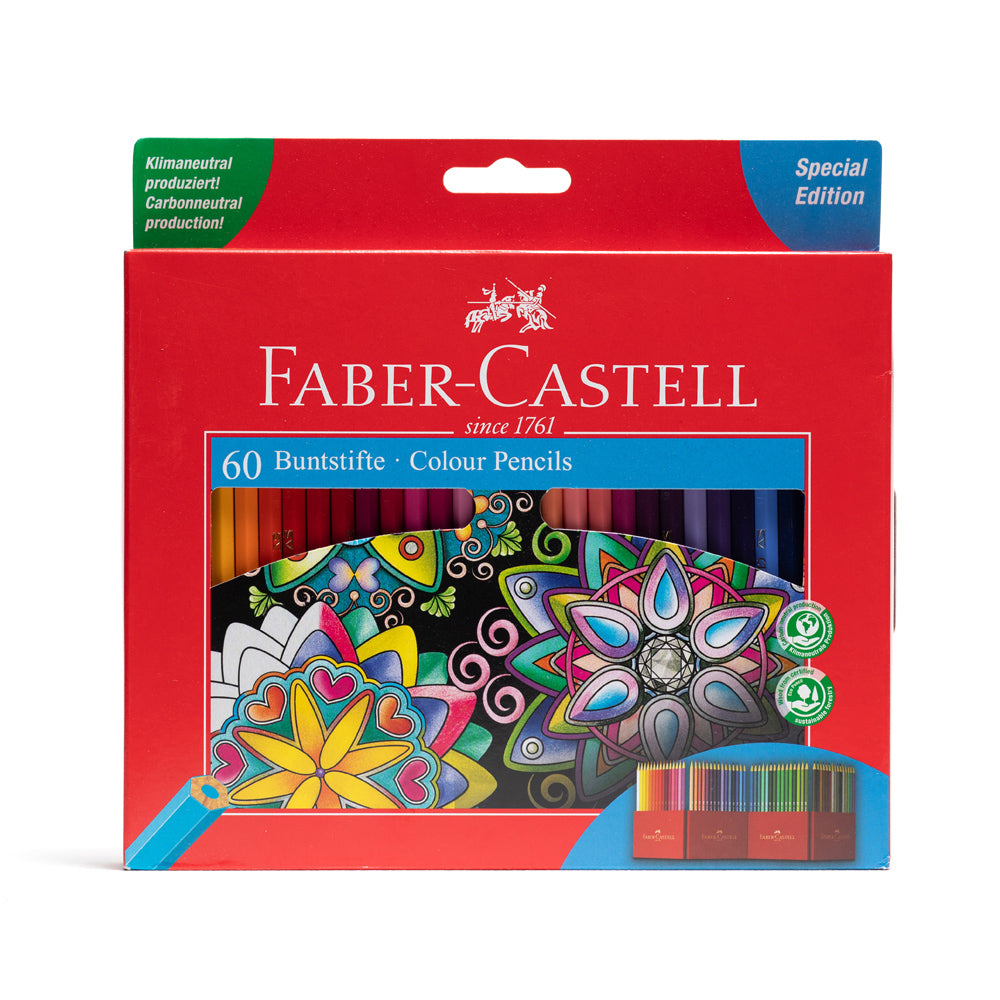A special edition box set of 60 Faber-Castell colour pencils, made using carbon neutral production with wood from certified sustainable forestry.