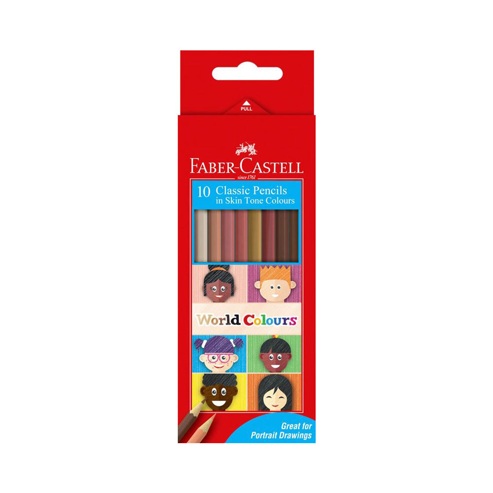 A box set of Faber-Castell classic pencils in 10 skin tone colours, great for portrait drawings.