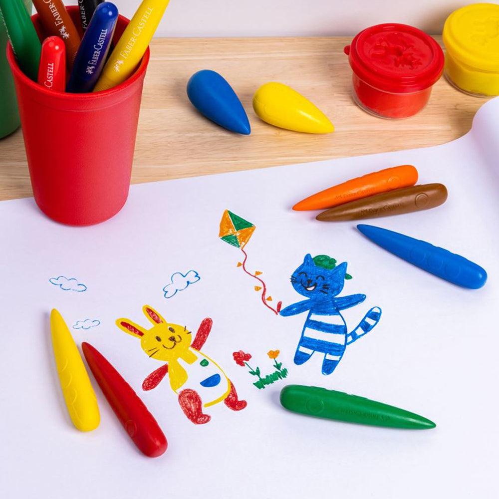 A drawing made using Faber-Castell easy grip finger crayons.