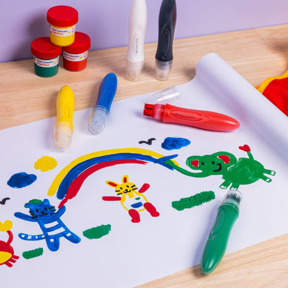 A painting made using Faber-Castell jumbo washable squeeze paintbrushes.