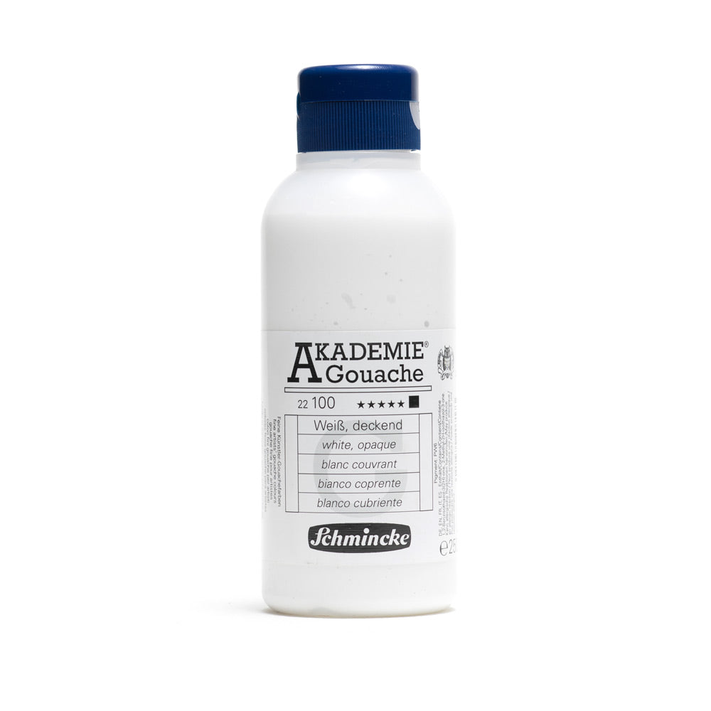 250 millilitre bottle of Schmincke Akademie Gouache in opaque white.