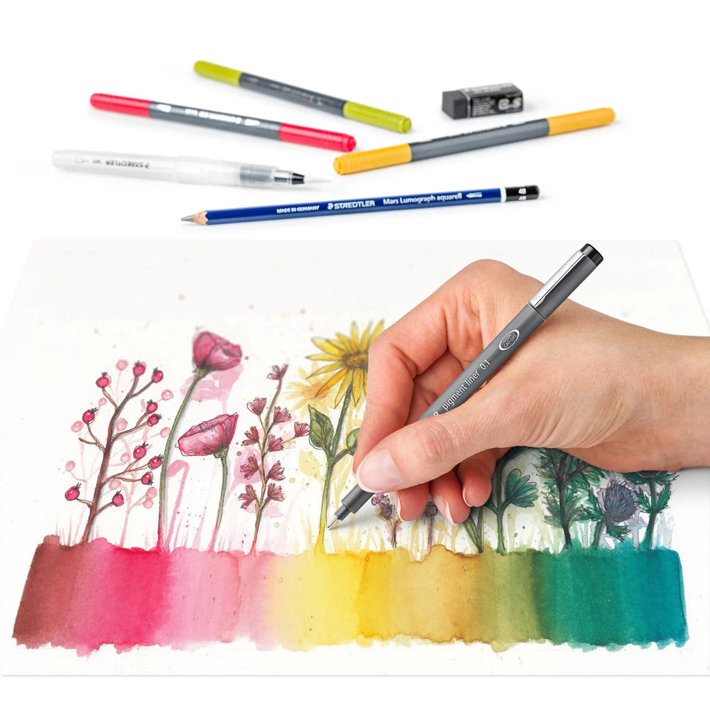 An artwork created using the Staedtler floral watercolour set.