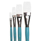 Art Basics Taklon long flat brushes in one quarter, half, three quarter and 1 inch sizes with long, flat bristles.