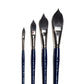 Art Basics Squirrelon Oval Wash brushes in sizes 3, 6, 8 and 12 with flat bristles and pointed tips.