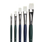 Art Basics Stiff Synthetic Bright brushes in sizes 2, 4, 6, 8 and 10 with flat bristles.