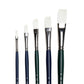 Art Basics stiff synthetic flat brushes in sizes 2, 4, 6, 8 and 10 with long, flat bristles.