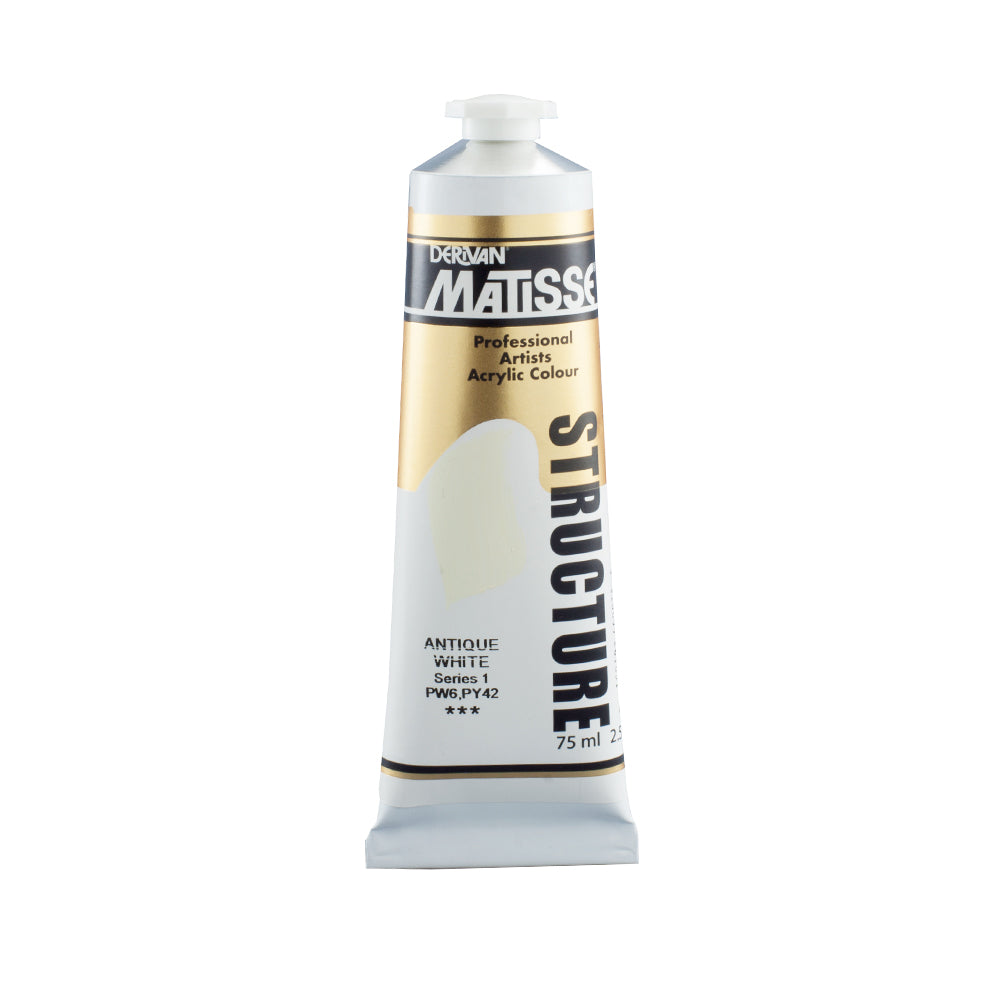 75 millilitre tube of Derivan Matisse structure formula acrylic paint in Antique white (series 1).
