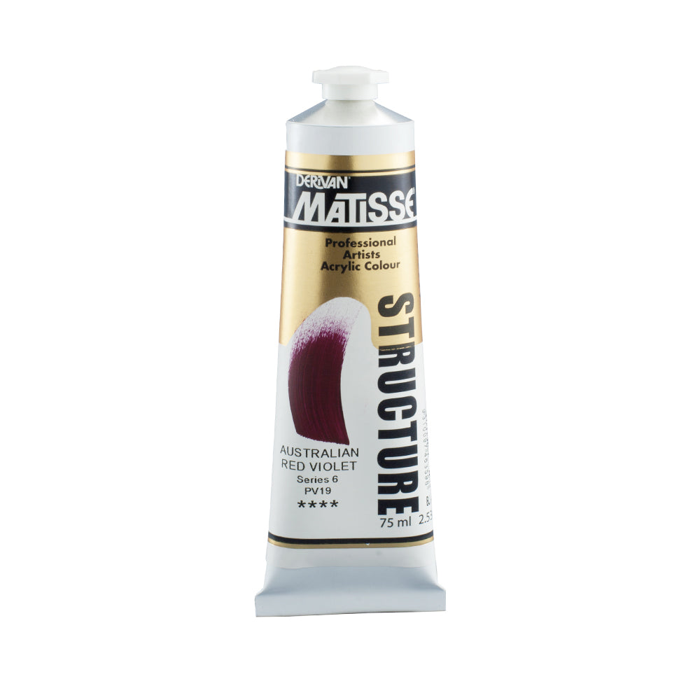 75 millilitre tube of Derivan Matisse structure formula acrylic paint in Australian red violet (series 6).