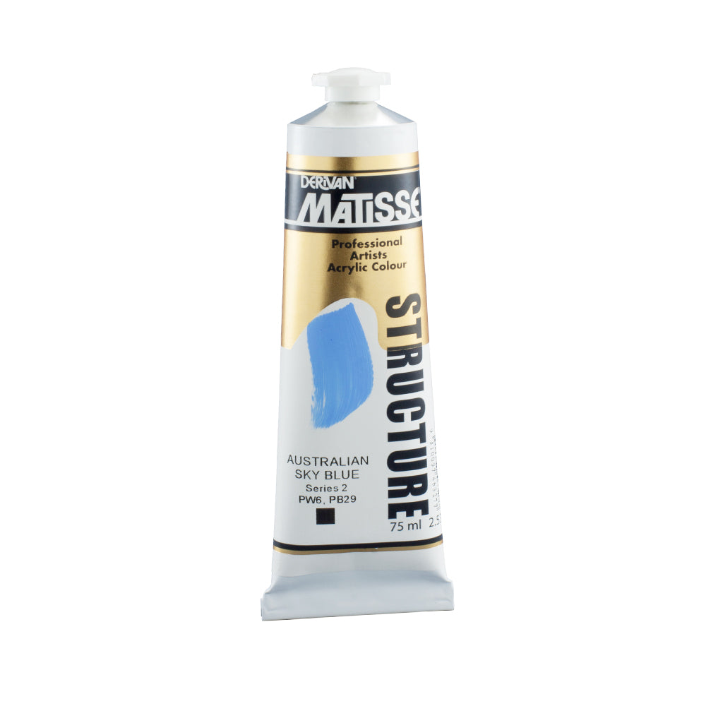 75 millilitre tube of Derivan Matisse structure formula acrylic paint in Australian sky blue (series 2).