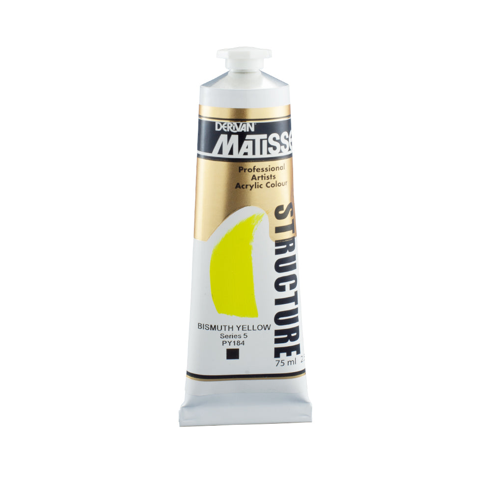 75 millilitre tube of Derivan Matisse structure formula acrylic paint in Bismuth yellow (series 5).