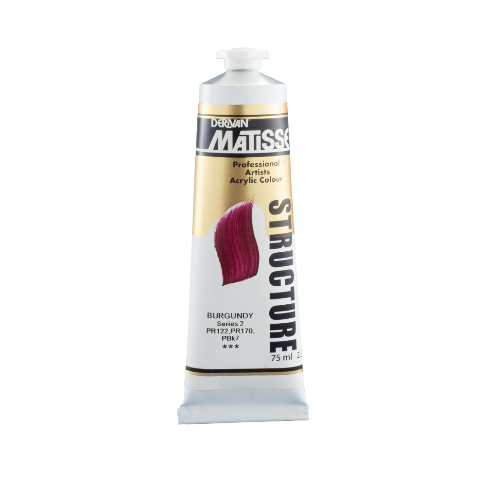 75 millilitre tube of Derivan Matisse structure formula acrylic paint in Burgundy (series 2).