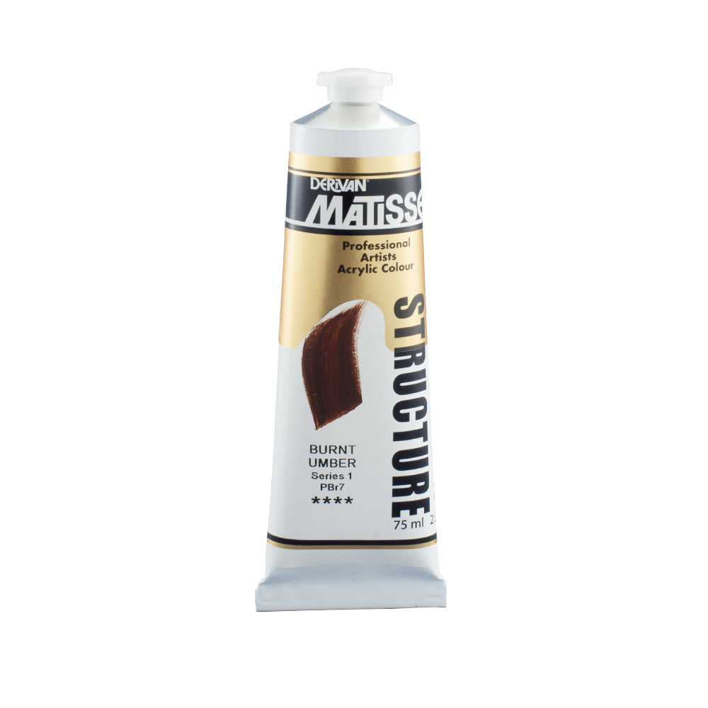 75 millilitre tube of Derivan Matisse structure formula acrylic paint in Burnt umber (series 1).