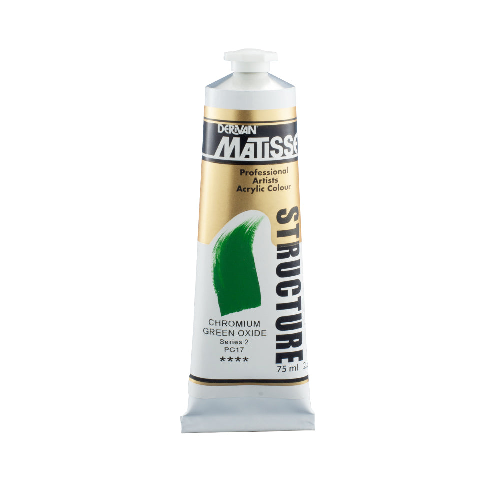 75 millilitre tube of Derivan Matisse structure formula acrylic paint in Chrome green oxide (series 2).
