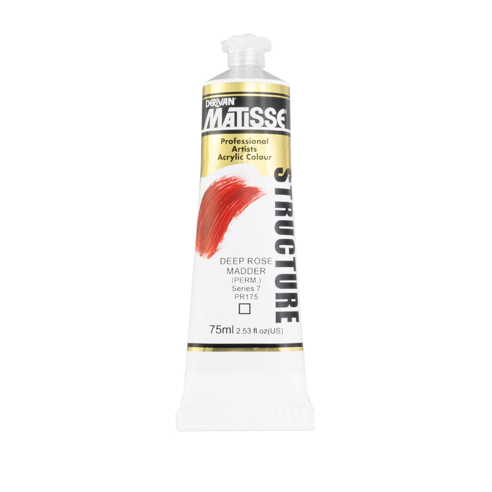 75 millilitre tube of Derivan Matisse structure formula acrylic paint in Deep rose madder (series 7).