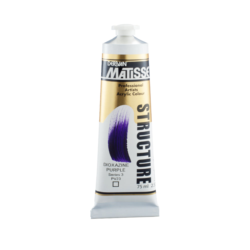75 millilitre tube of Derivan Matisse structure formula acrylic paint in Dioxazine purple (series 3).