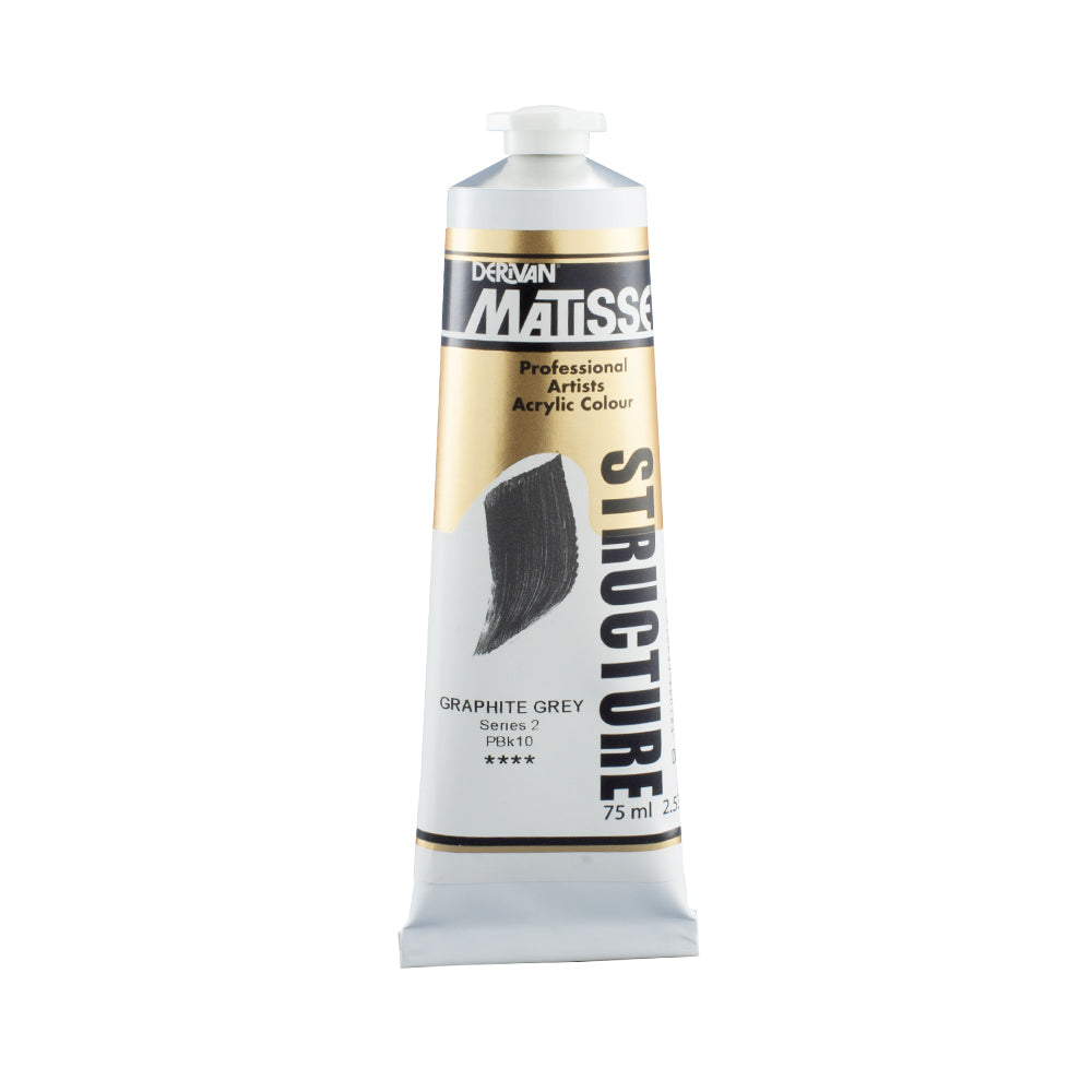 75 millilitre tube of Derivan Matisse structure formula acrylic paint in Graphite grey (series 2).