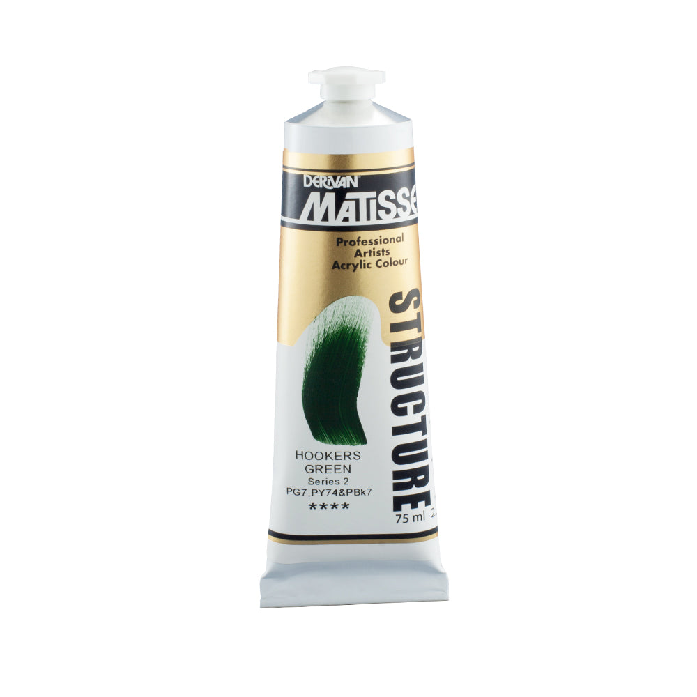 75 millilitre tube of Derivan Matisse structure formula acrylic paint in Hookers green (series 2).