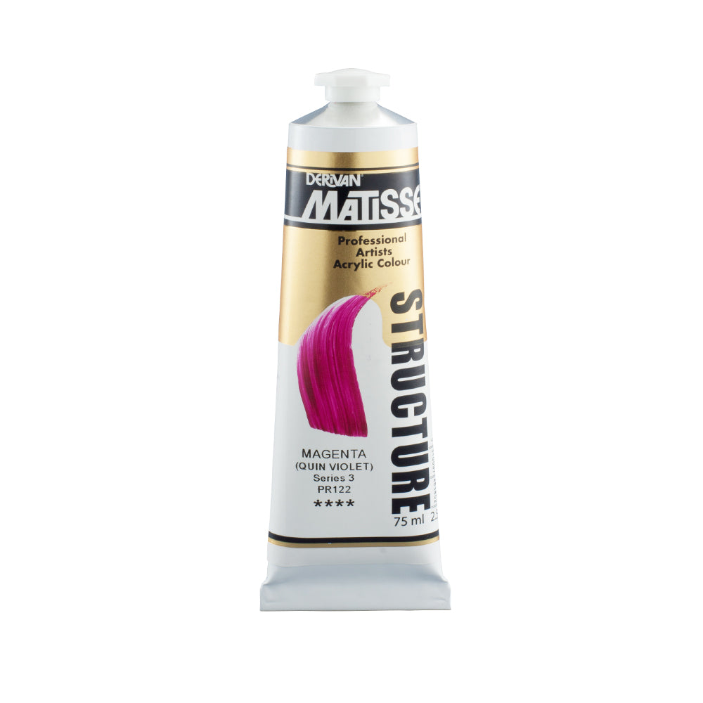 75 millilitre tube of Derivan Matisse structure formula acrylic paint in Magenta (series 3).