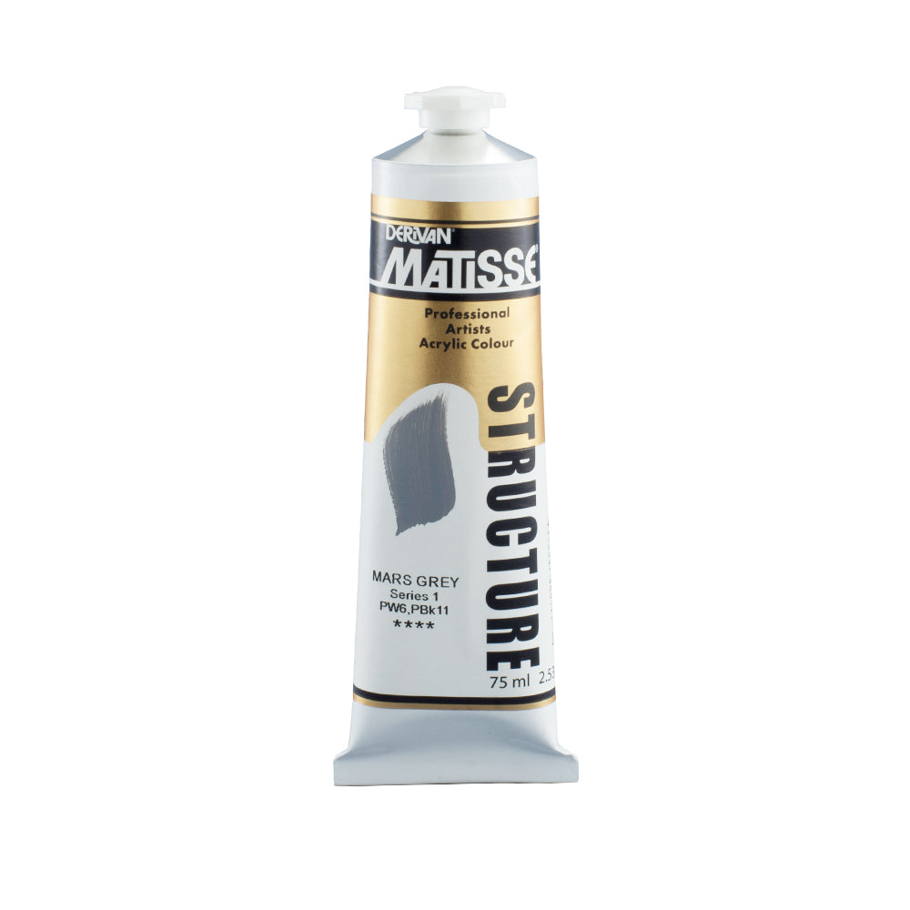75 millilitre tube of Derivan Matisse structure formula acrylic paint in Mars grey (series 1).