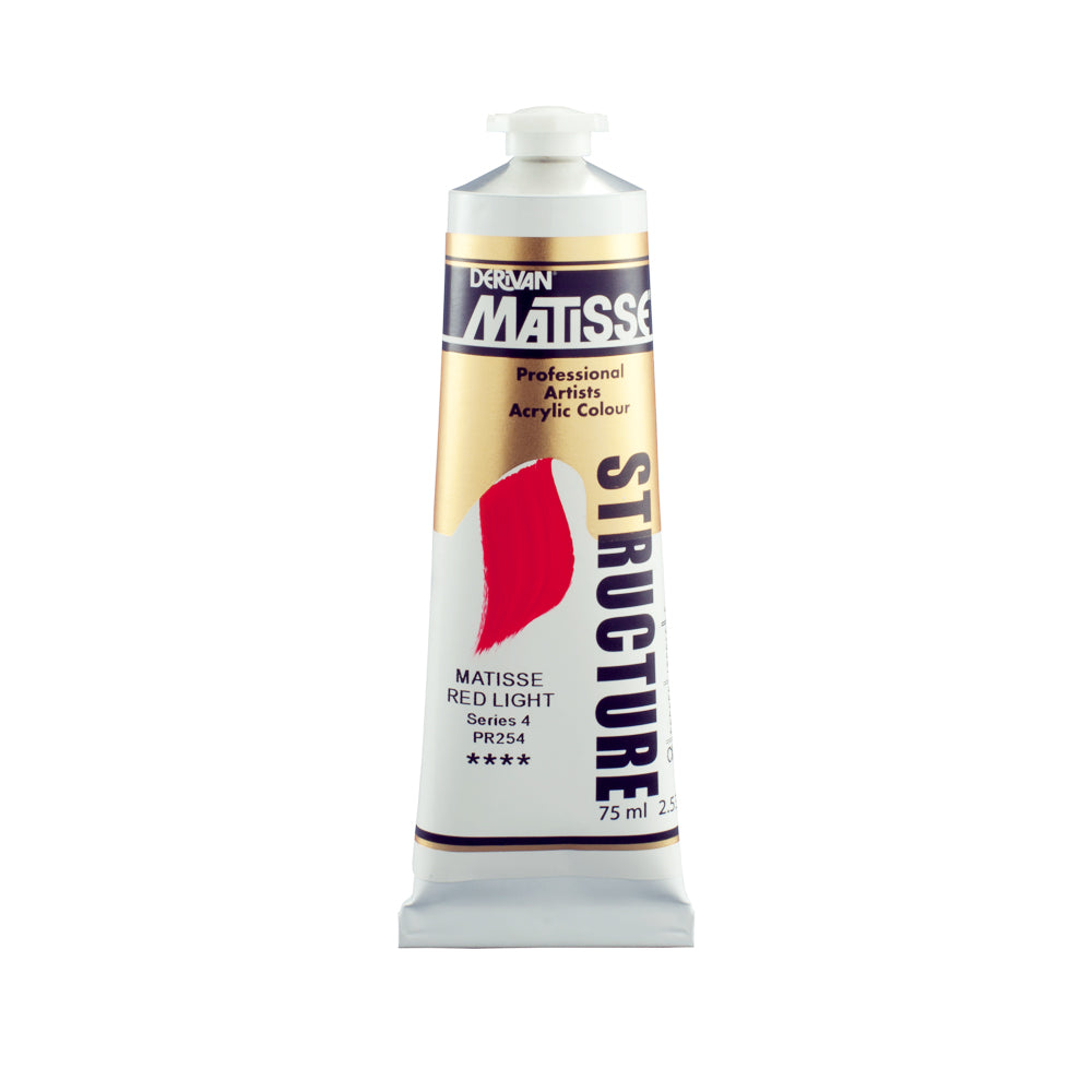 75 millilitre tube of Derivan Matisse structure formula acrylic paint in Matisse red light (series 4).