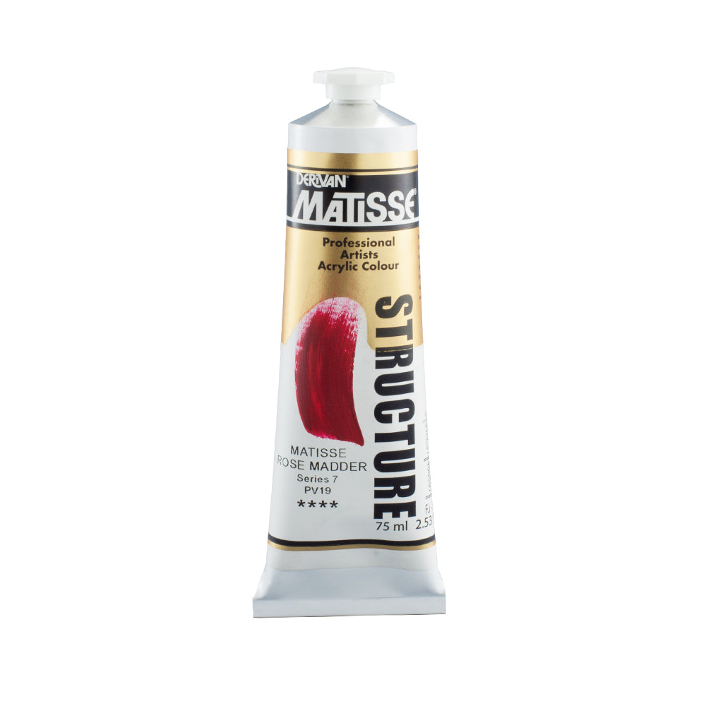 75 millilitre tube of Derivan Matisse structure formula acrylic paint in Matisse rose madder (series 7).