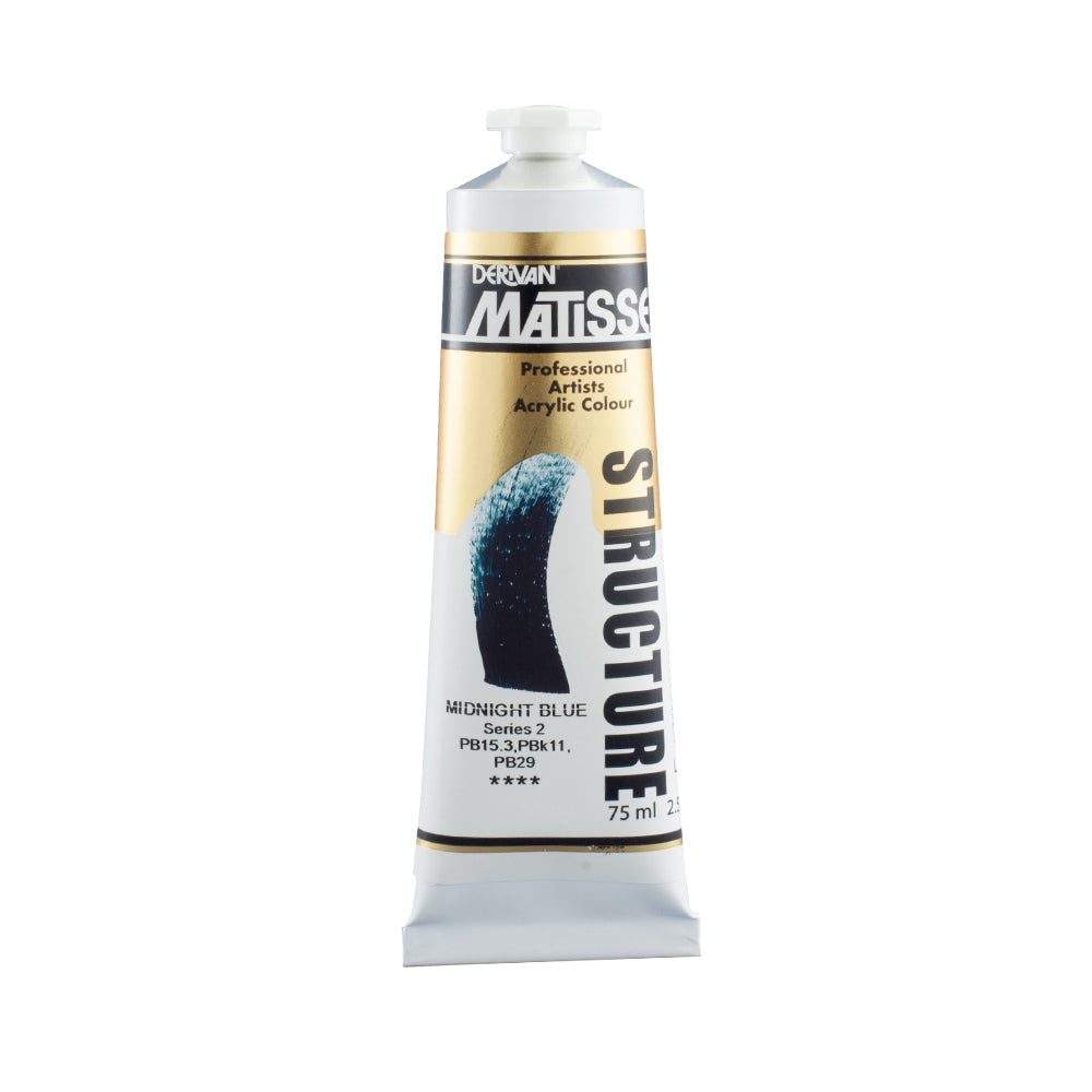 75 millilitre tube of Derivan Matisse structure formula acrylic paint in Midnight blue (series 2).