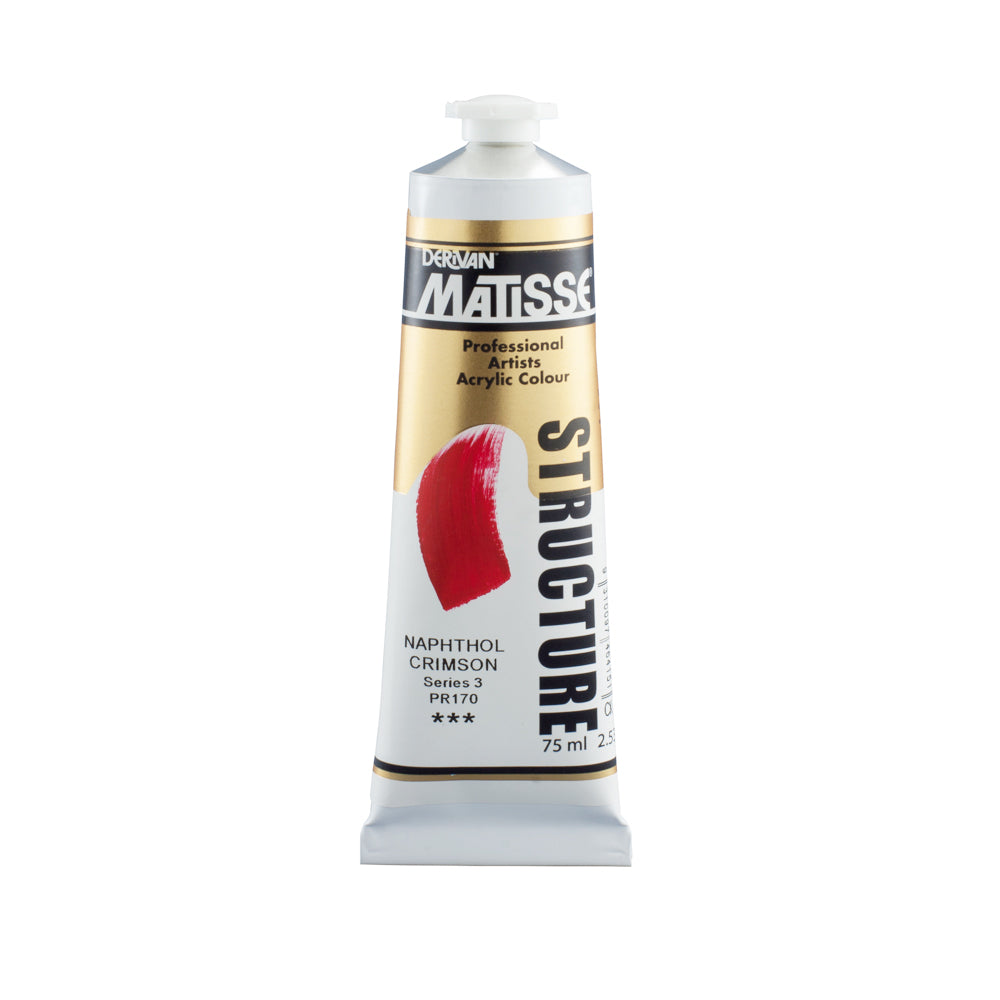 75 millilitre tube of Derivan Matisse structure formula acrylic paint in Naphthol crimson (series 3).