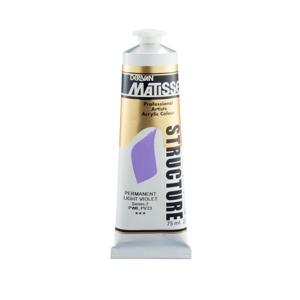 75 millilitre tube of Derivan Matisse structure formula acrylic paint in Permanent light violet (series 2).