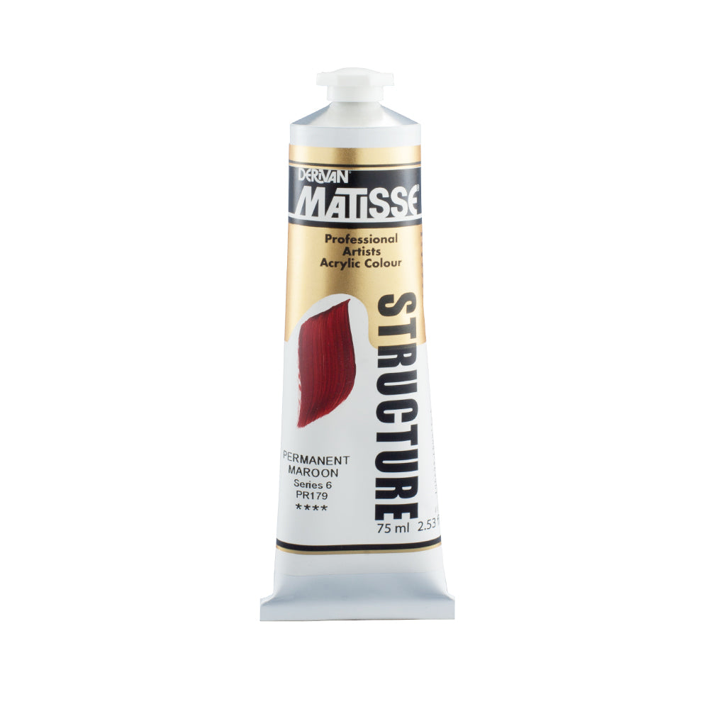 75 millilitre tube of Derivan Matisse structure formula acrylic paint in Permanent maroon (series 6).