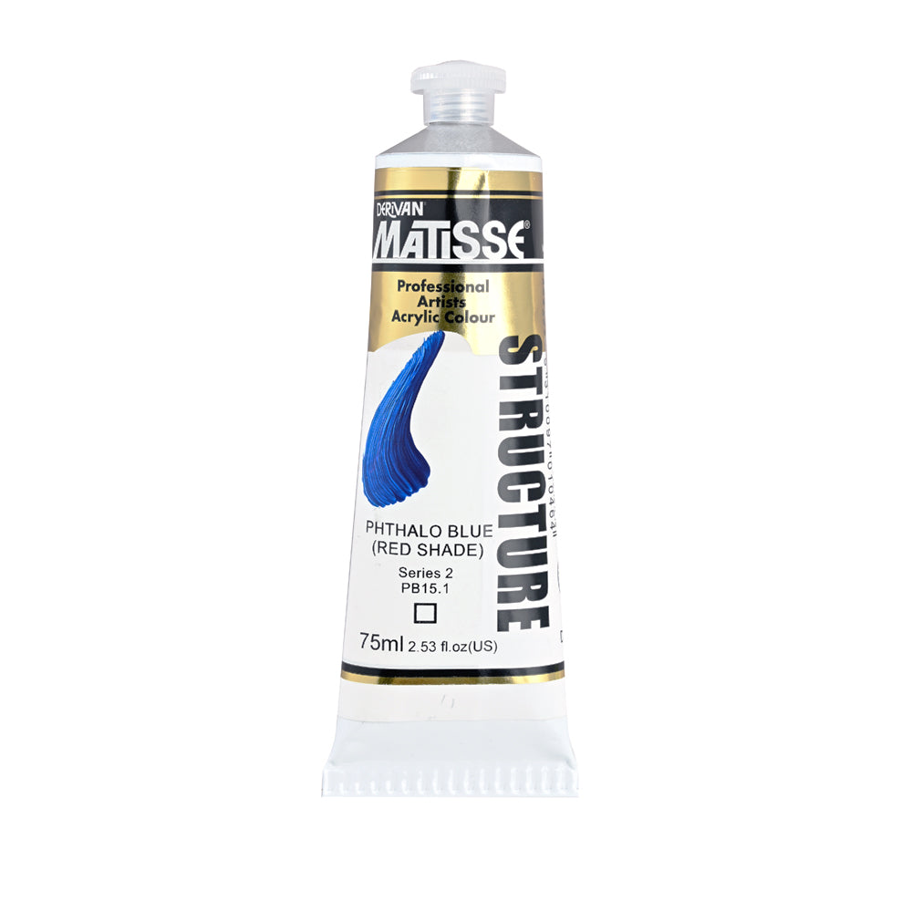 75 millilitre tube of Derivan Matisse structure formula acrylic paint in phthalo blue, red shade (series 2).