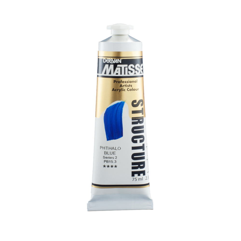 75 millilitre tube of Derivan Matisse structure formula acrylic paint in Phthalo blue (series 2).