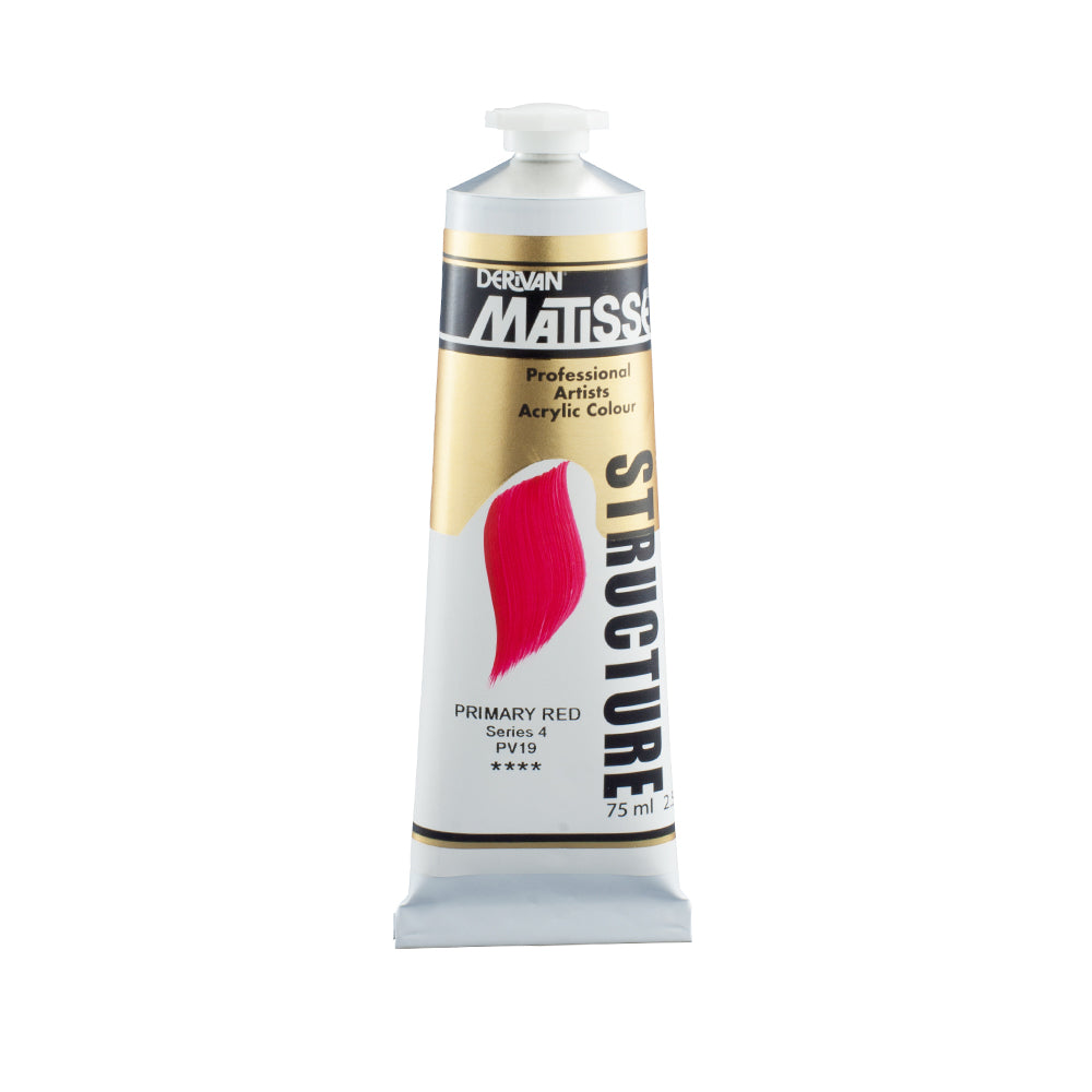 75 millilitre tube of Derivan Matisse structure formula acrylic paint in Primary red (series 4).