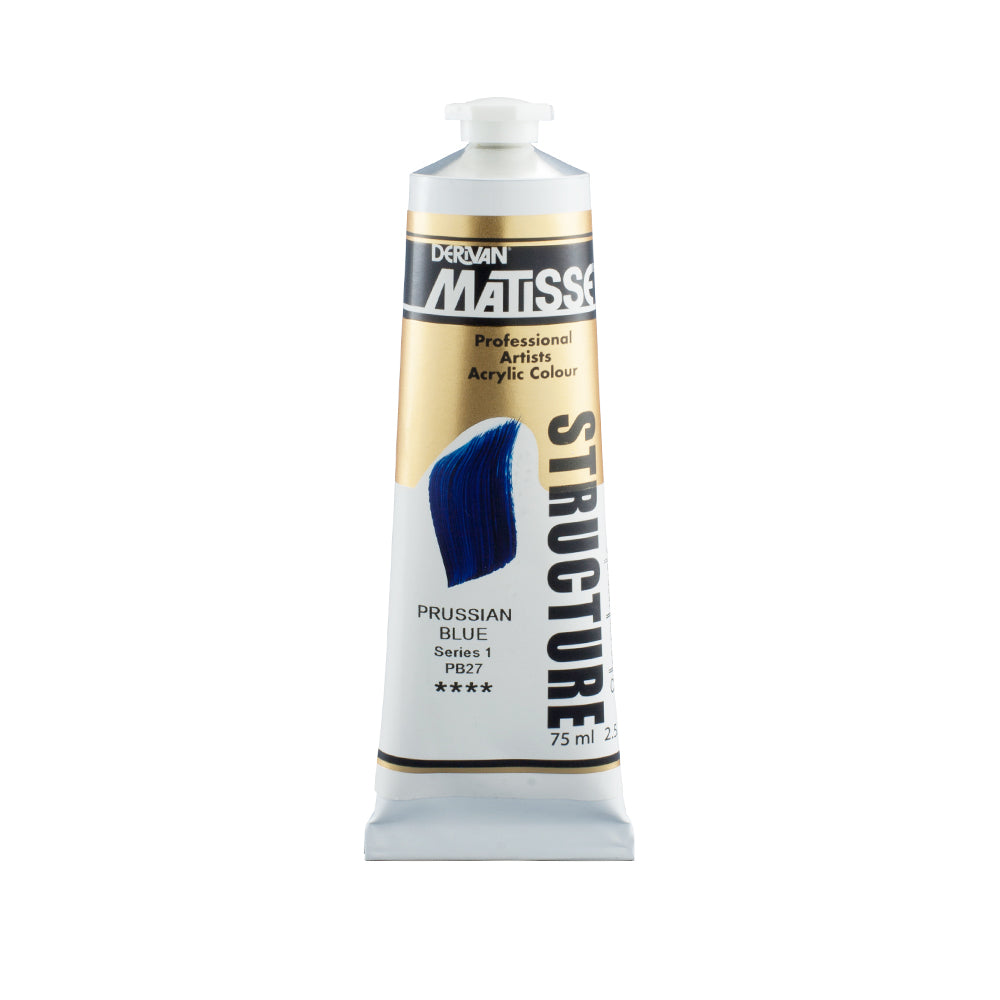 75 millilitre tube of Derivan Matisse structure formula acrylic paint in Prussian blue (series 2).