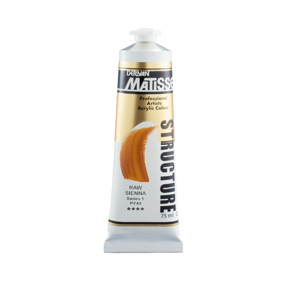 75 millilitre tube of Derivan Matisse structure formula acrylic paint in Raw sienna (series 1).