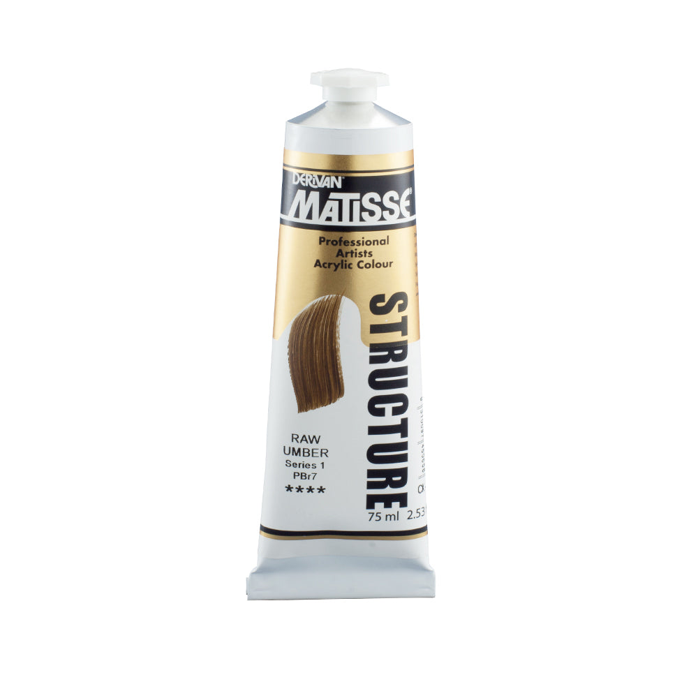 75 millilitre tube of Derivan Matisse structure formula acrylic paint in Raw umber (series 1).