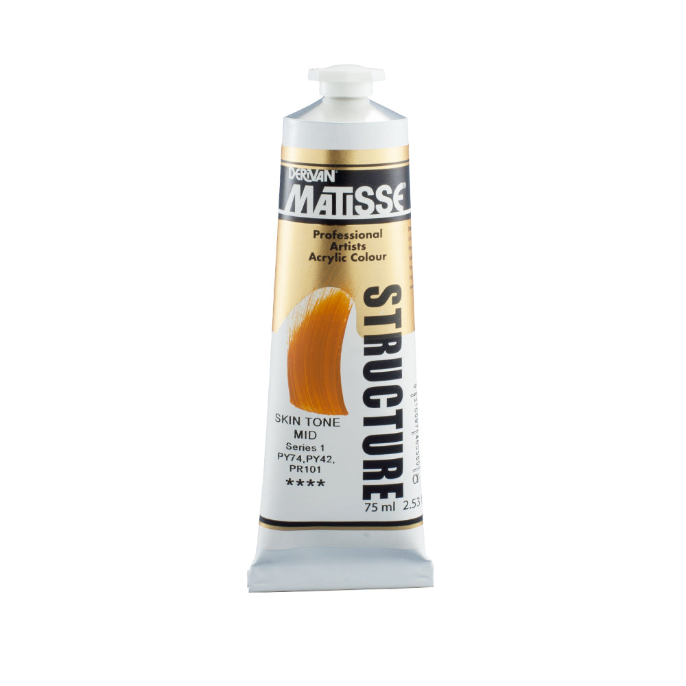 75 millilitre tube of Derivan Matisse structure formula acrylic paint in Skin tone mid (series 1).