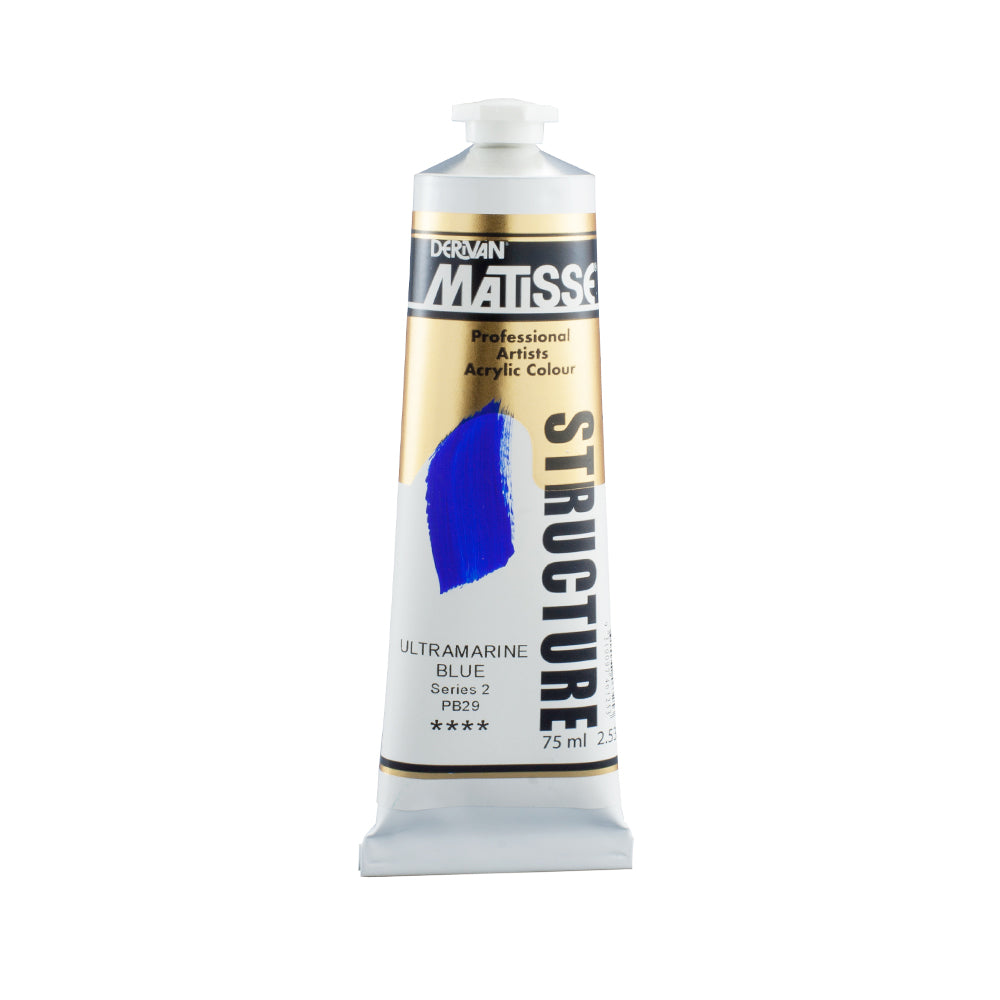 75 millilitre tube of Derivan Matisse structure formula acrylic paint in Ultramarine blue (series 2).