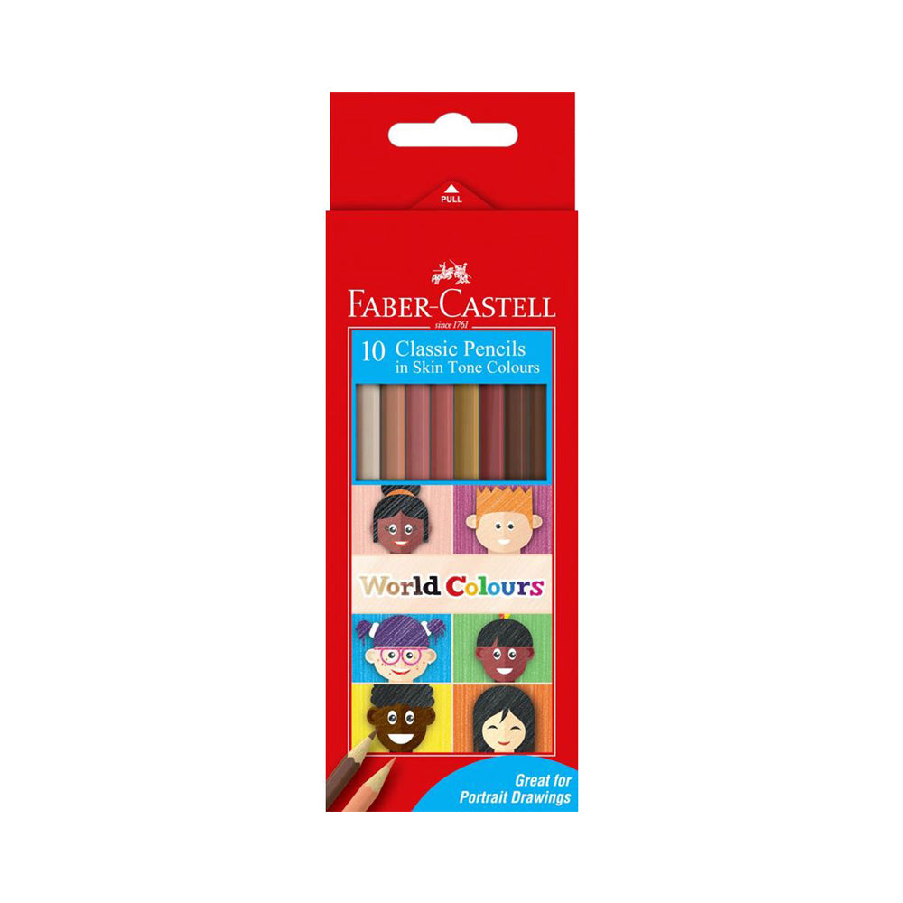 A box set of Faber-Castell classic pencils in 10 skin tone colours, great for portrait drawings. 