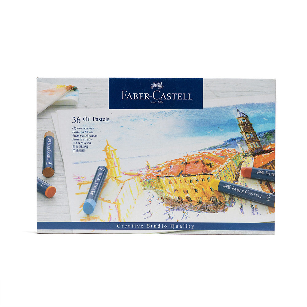 A box set of 36 Faber-Castell Creative Studio Quality Oil Pastels.