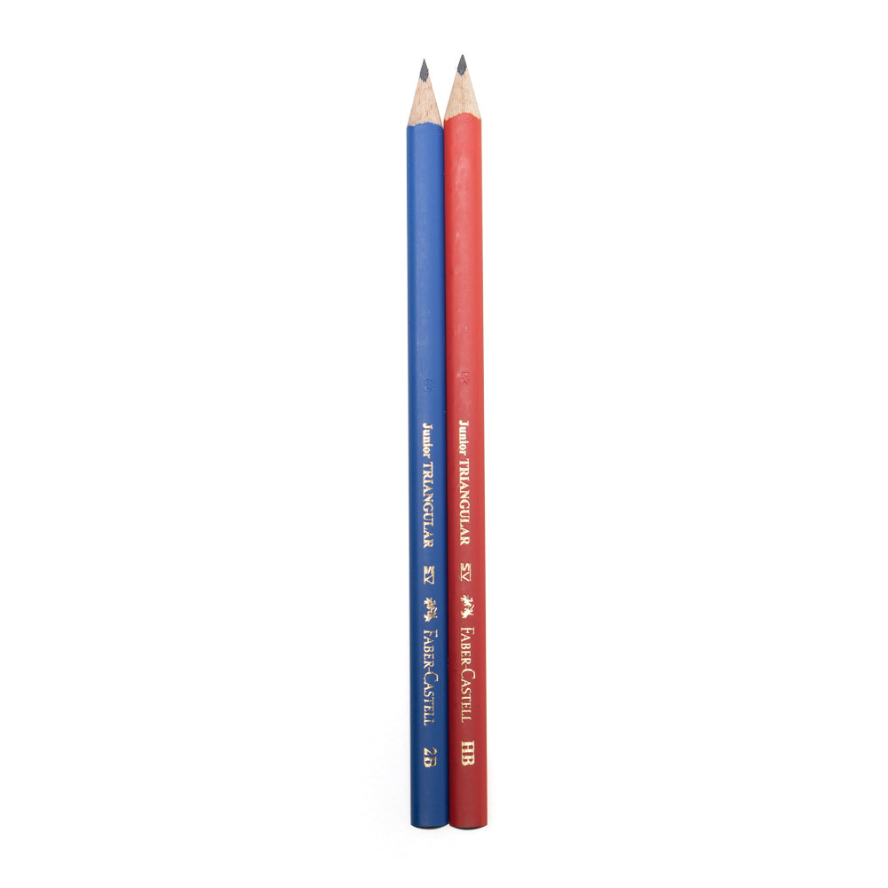 Faber-Castell Junior Triangular graphite pencils in 2B and HB.