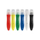 A set of 6 Faber-Castell jumbo washable squeeze paintbrushes with lids in red, yellow, green, blue, white and black.