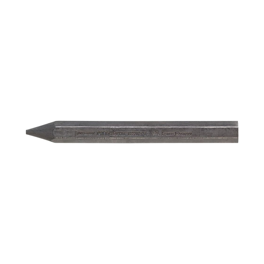 A 9B Faber-Castell Graphite stick. The stick is sharpened to a point and hexagonal in shape.