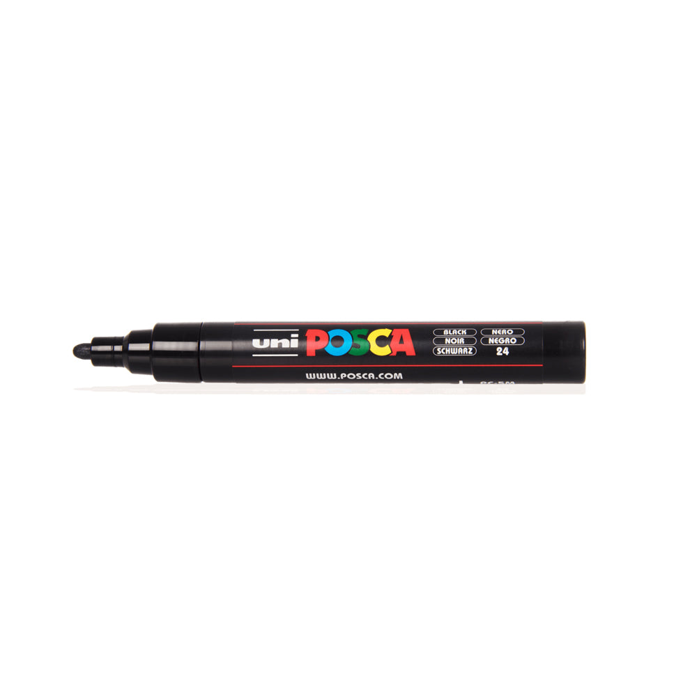 A black Uni Posca PC-5M medium tip marker. 