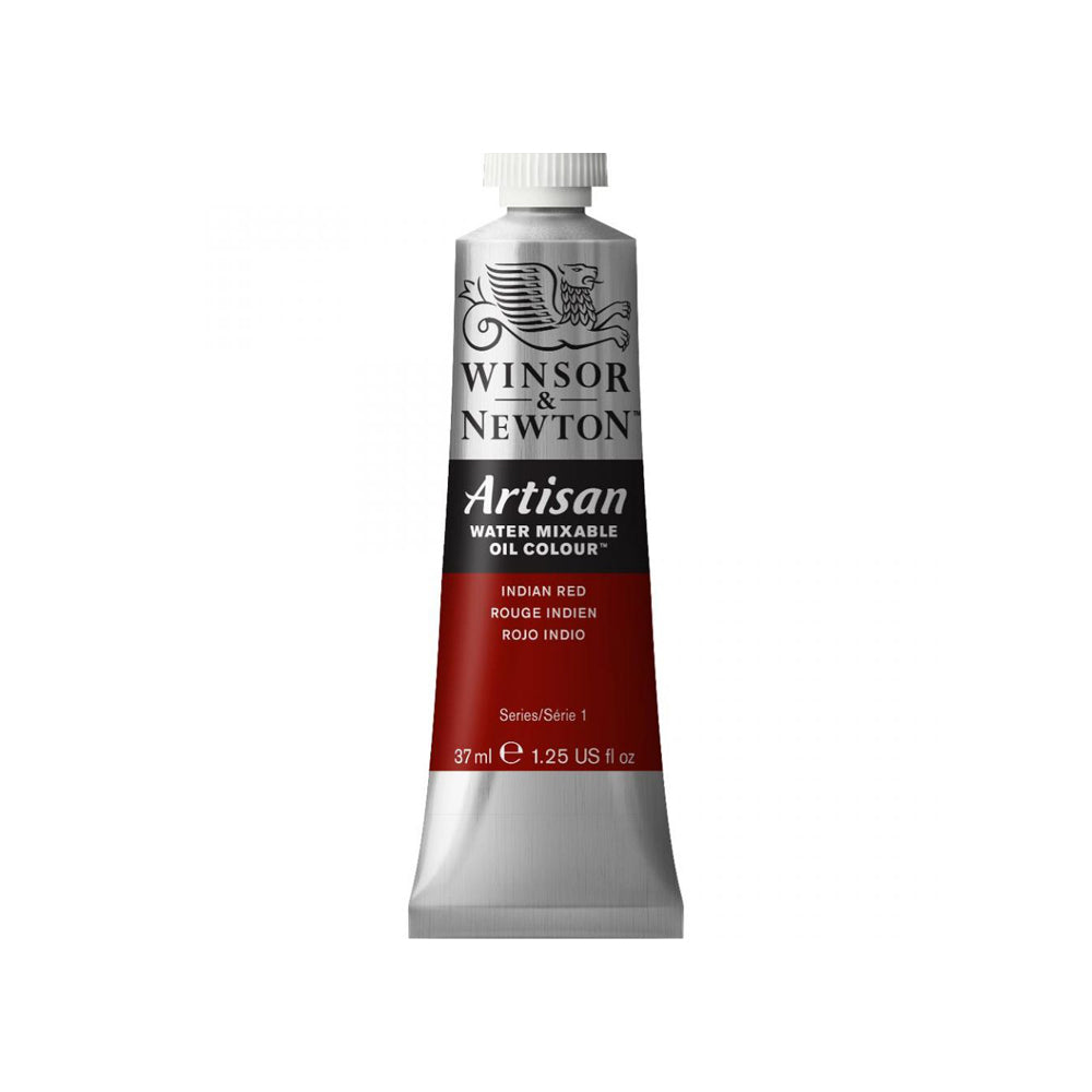 A 37 millilitre tube of Indian red series 1 Winsor and Newton Artisan water mixable oil colour.