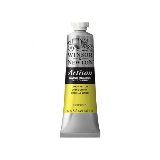 A 37 millilitre tube of lemon yellow series 1 Winsor and Newton Artisan water mixable oil colour.