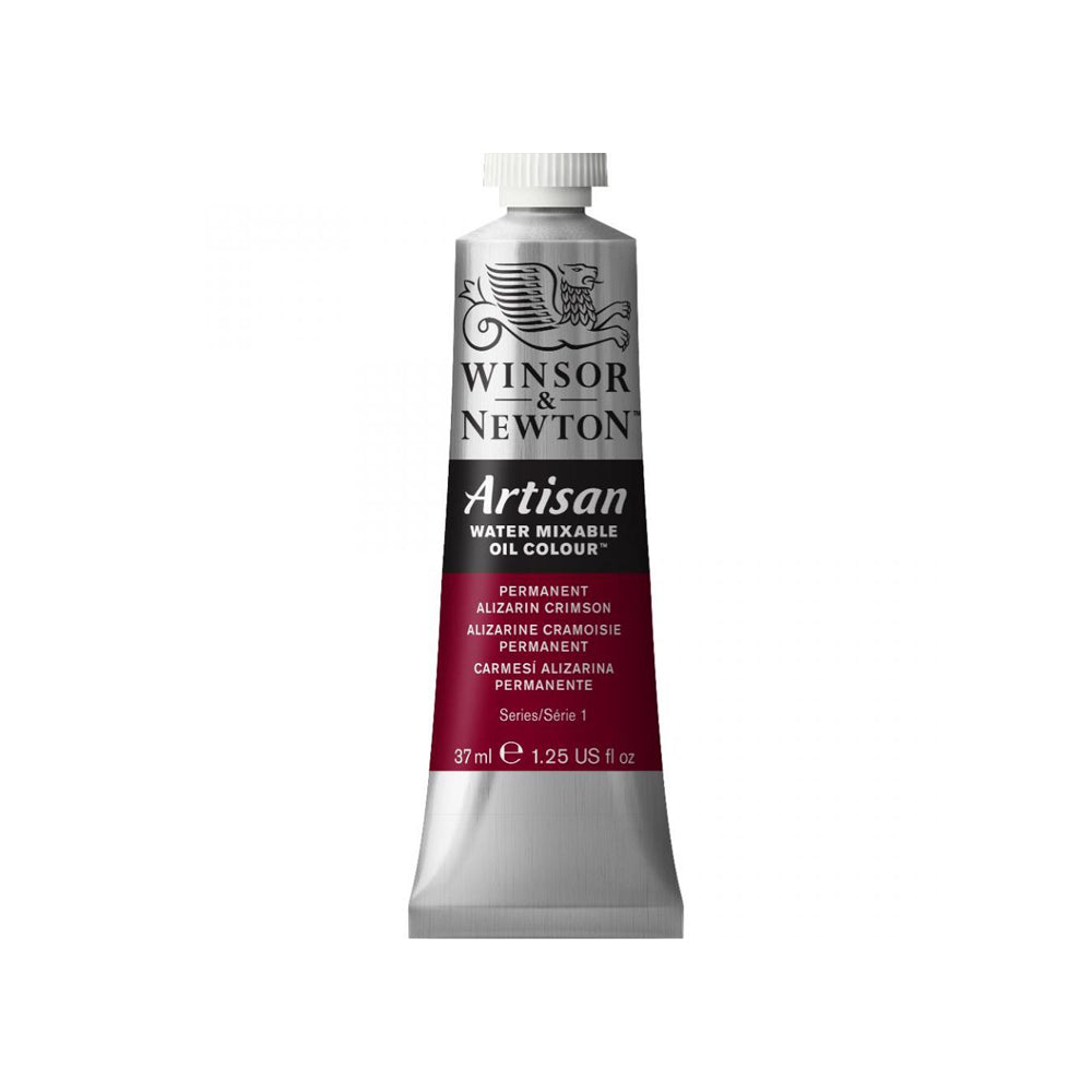 A 37 millilitre tube of permanent alizarin crimson series 1 Winsor and Newton Artisan water mixable oil colour.