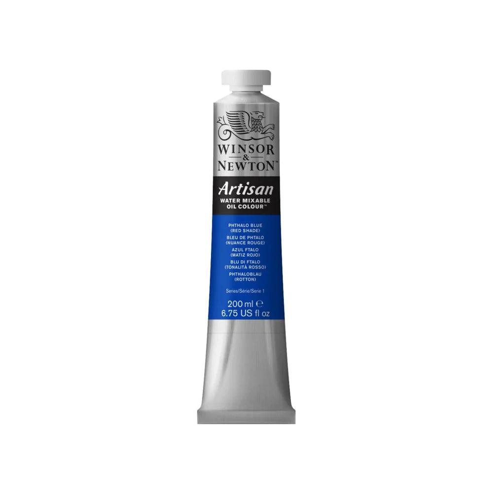 A 200 millilitre tube of phthalo blue, red shade series 1 Winsor and Newton Artisan water mixable oil colour.